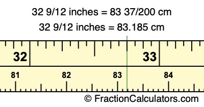 32 9/12 inches to cm
