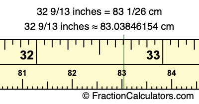 32 9/13 inches to cm