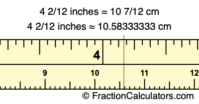 4 2/12 inches to cm