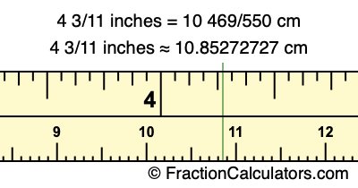 4 3/11 inches to cm