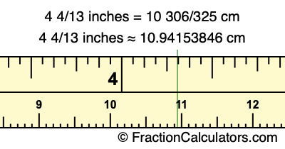 4 4/13 inches to cm