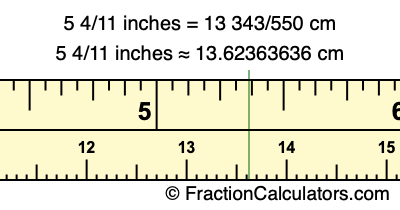 5 4/11 inches to cm