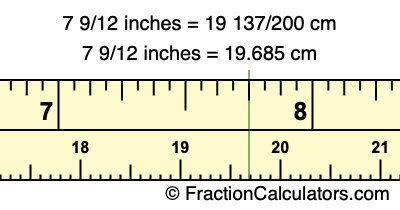 7 9/12 inches to cm