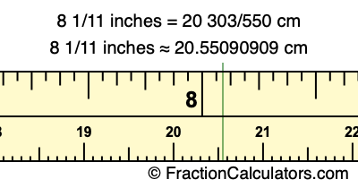 8 1/11 inches to cm