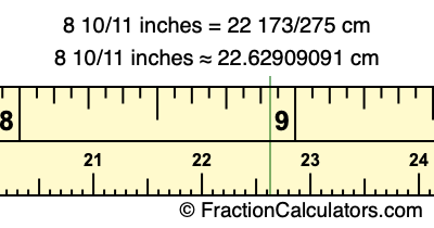 8 10/11 inches to cm
