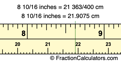 8 10/16 inches to cm