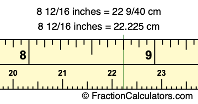 8 12/16 inches to cm