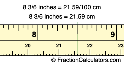 8 3/6 inches to cm