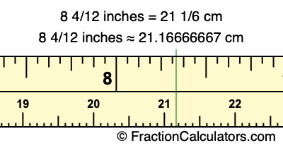 8 4/12 inches to cm