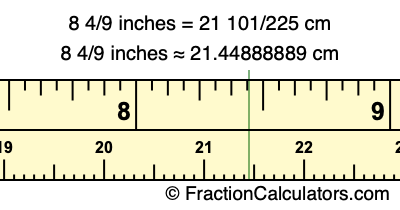 8 4/9 inches to cm