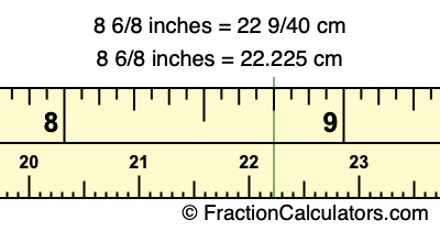8 6/8 inches to cm