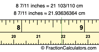 8 7/11 inches to cm