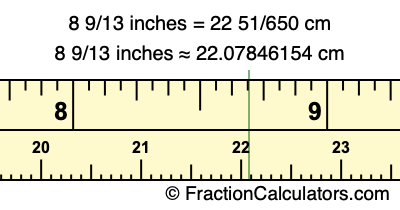 8 9/13 inches to cm