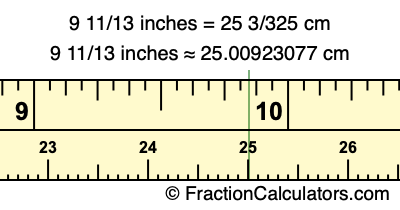 9 11/13 inches to cm