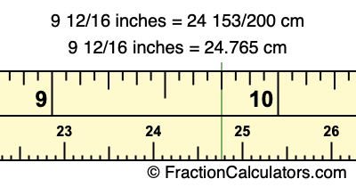 9 12/16 inches to cm