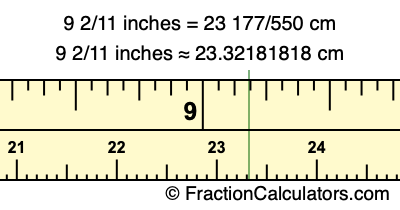 9 2/11 inches to cm