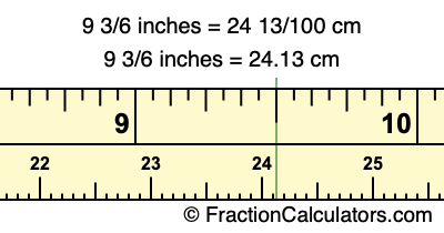 9 3/6 inches to cm