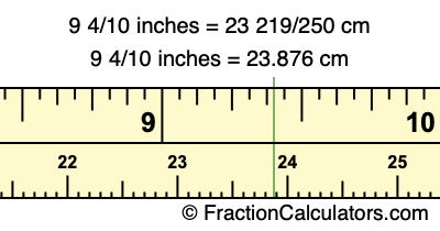 9 4/10 inches to cm