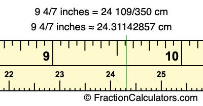 9 4/7 inches to cm