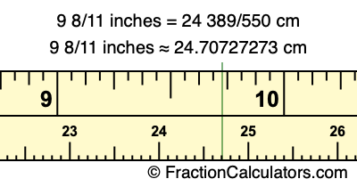 9 8/11 inches to cm