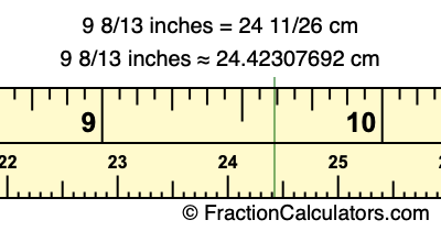 9 8/13 inches to cm