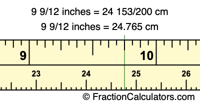 9 9/12 inches to cm