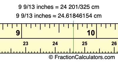 9 9/13 inches to cm