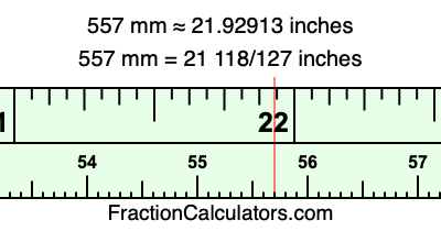 557 mm in inches