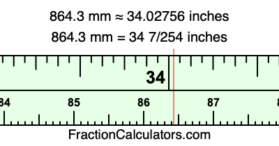864.3 mm in inches