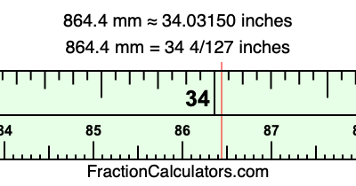 864.4 mm in inches