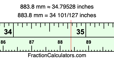 883.8 mm in inches