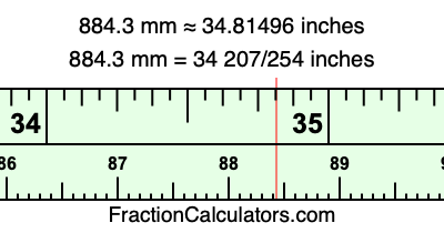 884.3 mm in inches