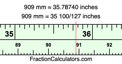 909 mm in inches
