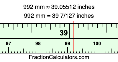 992 mm in inches