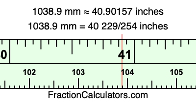 1038.9 mm in inches