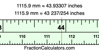 1115.9 mm in inches