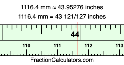 1116.4 mm in inches