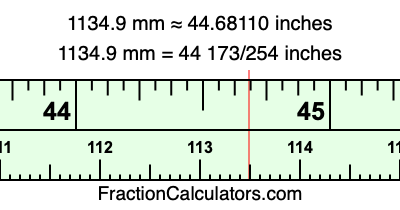 1134.9 mm in inches