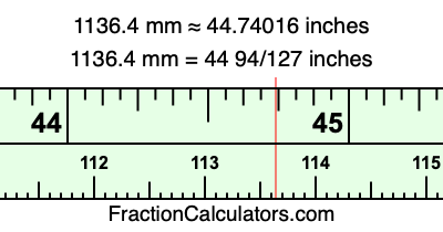1136.4 mm in inches