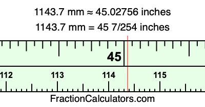 1143.7 mm in inches