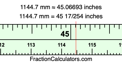 1144.7 mm in inches
