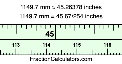 1149.7 mm in inches