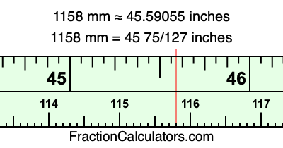 1158 mm in inches
