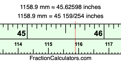 1158.9 mm in inches