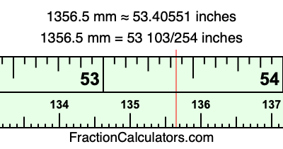 1356.5 mm in inches