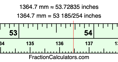 1364.7 mm in inches