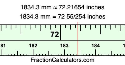 1834.3 mm in inches