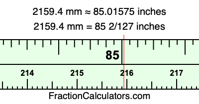 2159.4 mm in inches